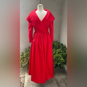 Vintage glam maxi red dress petticoat attached Sz 12 Medium Victor Costa